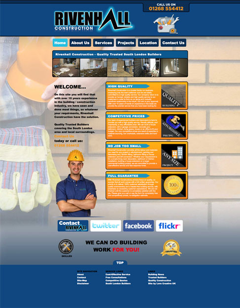 Screenshot of the New Rivenhall Builders Website