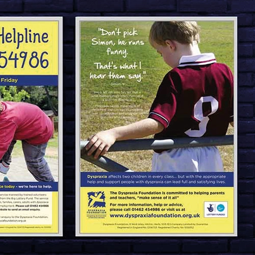 Some poster designs for the Dyspraxia Foundation charity