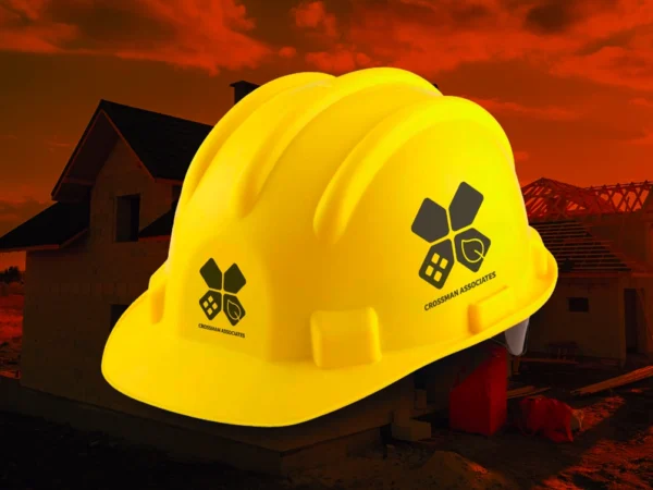 Crossman logo on PPE helmet